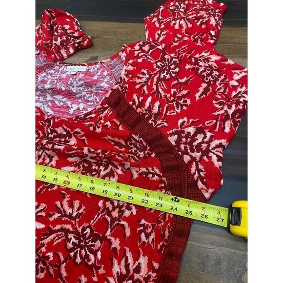 Knox Rose Boho Long Sleeve Maxi Dress Red Floral Flowy Western Versatile Size 1X - Picture 10 of 11